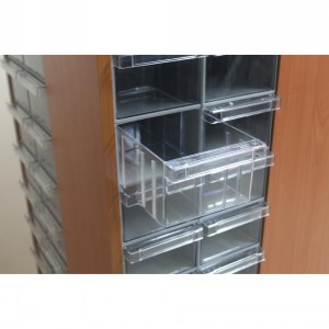 Rotating Wooden Cabinet with 104 Plastic Drawers